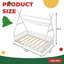 Lit pour enfant simple / double avec lumière DEL, garde-corps de sécurité à profil bas, toit amovible, fabrication en bois robuste-129527465-129527466