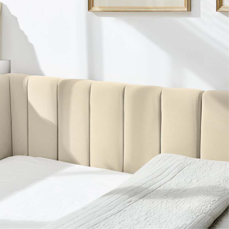 Structure de lit tapissier capitonné, structure de canapé-lit avec dossier et accoudoirs confortables, lit pour chambre à coucher, salon, velours