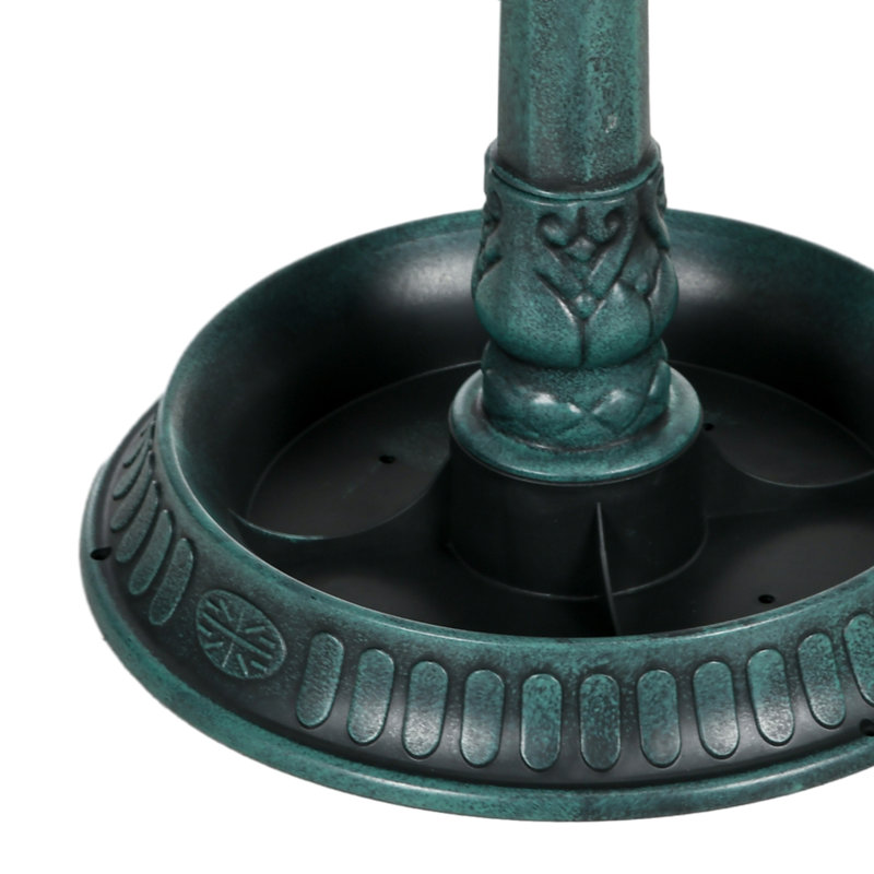 Outsunny 81cm Tall Bird Bath with 2 Decorative Birds, Green