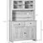 Armoire de cuisine de 63,5 po avec rangement et garde-manger, 4 tablettes, tiroirs, gris cendré, portes en verre, buffet ouvert au comptoir pour micro-ondes, rehausse l'apparence