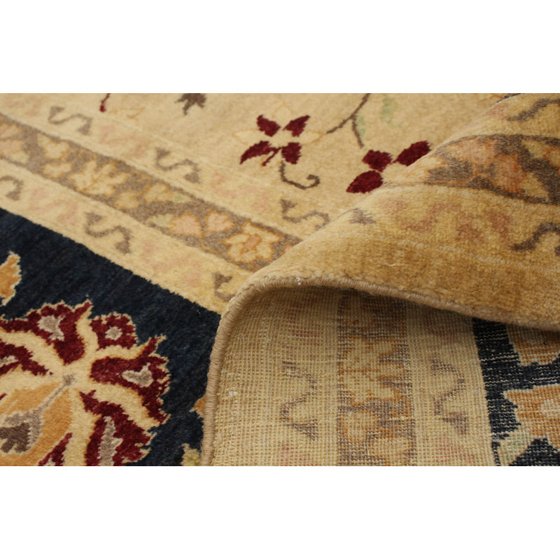 Tapis unique en laine noué à la main kaki clair Nouvel âge 10 pi x 14 pi Yaak