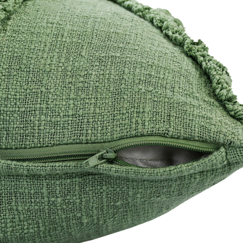  Square_Ox Bay Hand Woven Diamond Cotton Pillow, 20" H x 20" W, Forest Green, Polyester