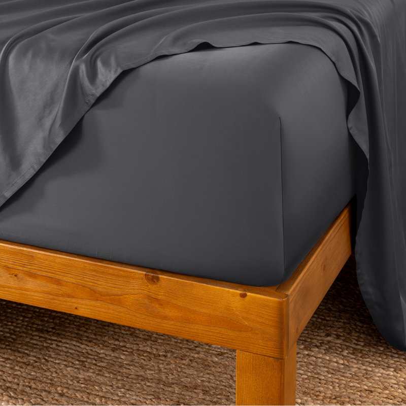 Drap-housse en rayonne de bambou, Gris, Drap-housse grand