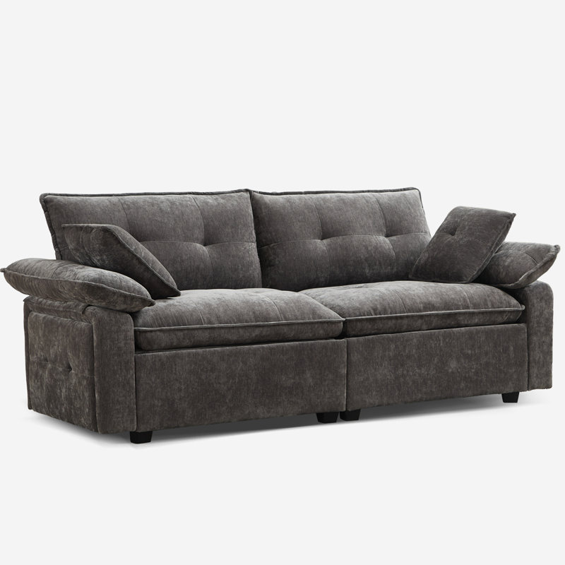 Boneless Modern Chenille Sectional Sofa With Movable Ottoman – L-shaped Couch For Living Room, Soft Upholstery, 4 Colors (beige, Blue, Light Gray, Gray)