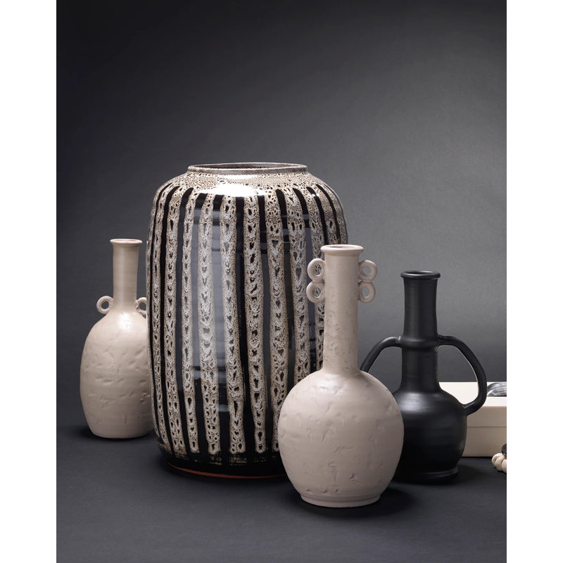 Barnaby Black and Beige Ceramic Table Vase