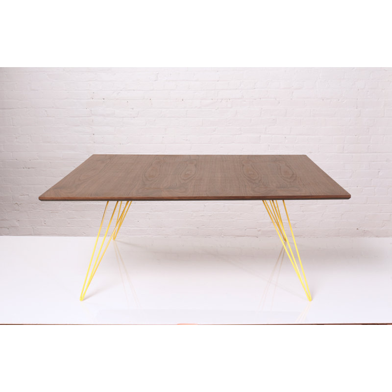 Table basse Williams, Jaune, H 18 po x l 46 po x P 46 po, Noyer
