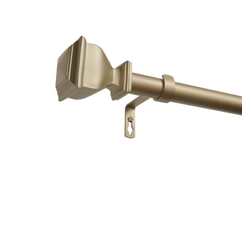 Gold Adjustable Iron Curtain Rod with Square Finials