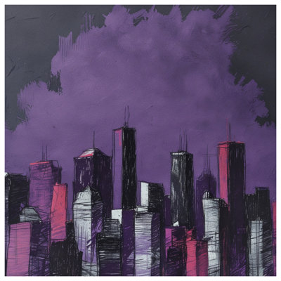 Purple City Skyline Canvas Gallery Wrap in Many Sizes