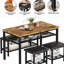 Table de salle à manger industrielle 4 pièces avec banc et tabourets, ensemble de table de salle à manger pour 4 personnes avec structure en métal et tablette de rangement pour la salle à manger, coin repas, petit espace