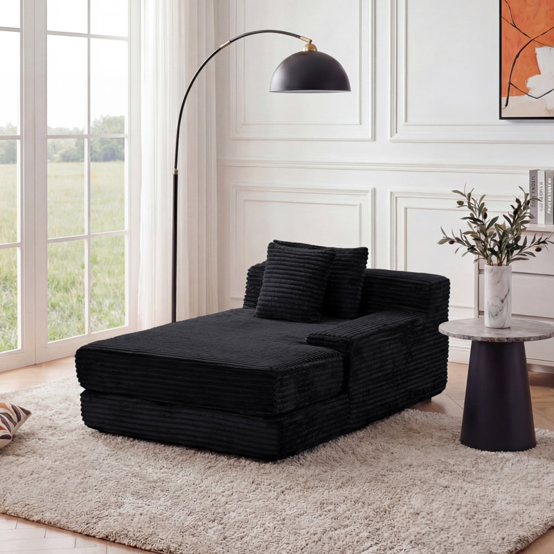 Très grande chaise longue d'intérieur Eliam, Noir