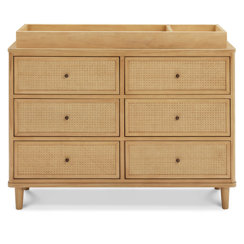 Marin with Cane 6 Drawer Dresser, Honey/ Honey Cane