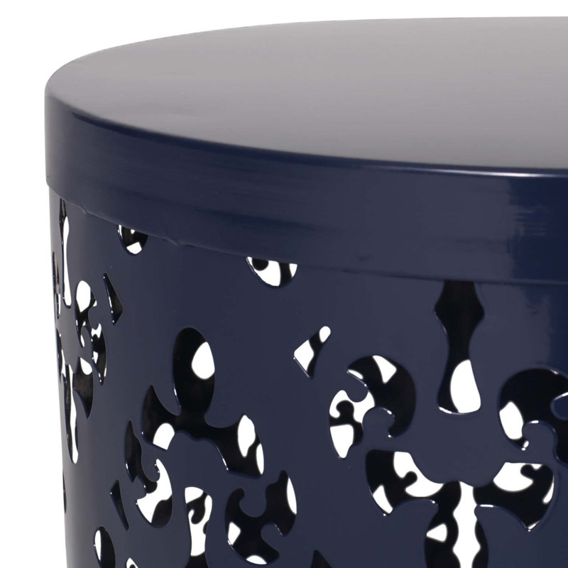 Metal S/2 Side Tables - Modern Design Iron Cut, Navy Blue Shade, Strong Powder-coated Iron, No Assembly Accent Table Cut Feature, Frame, Ready To Place