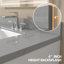 Comptoir de meuble-lavabo à montage sur plan simple l 30 po x P 22 po avec dosseret intégré de 4 po, 5 trous de robinet (3 pré-percés + 2 évidements), pierre d'ingénierie, gris