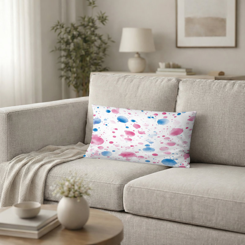 Coussin décoratif moderne Modern - coussin abstrait rose et bleu, H 12 po x l 20 po