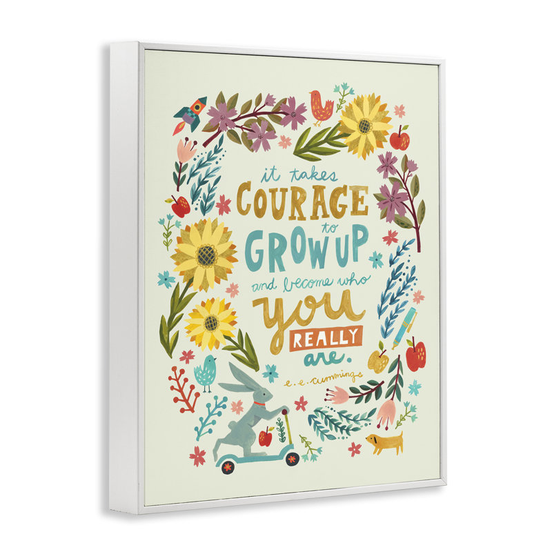 «Takes Courage Inspiring Florals», art de la giclée encadrée par Irene Chan, Estampe numérique encadrée blanc bord de mer