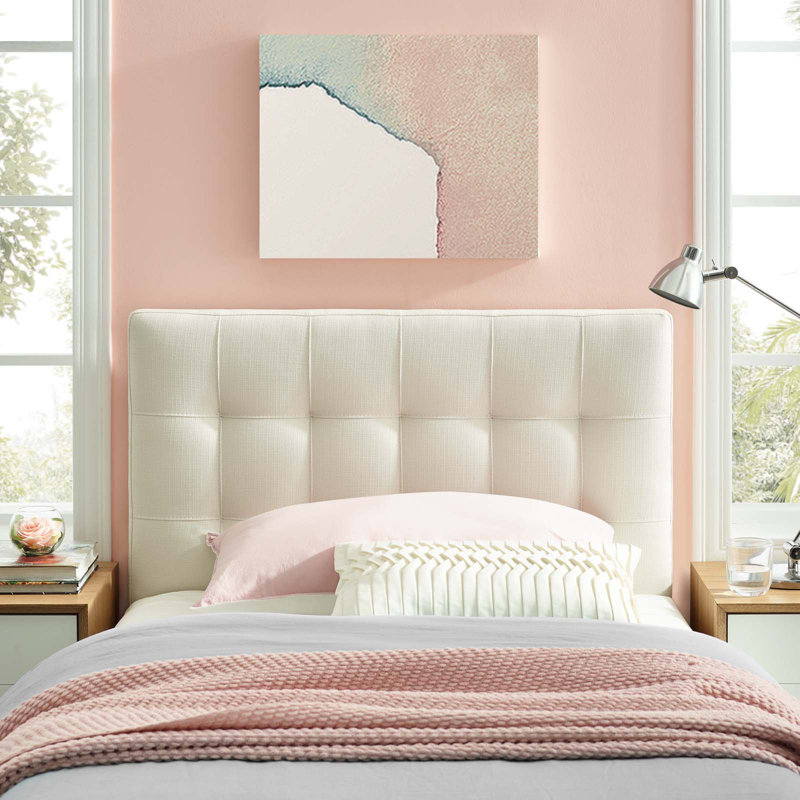 Lily Upholstered Fabric Headboard, Ivory, Twin
