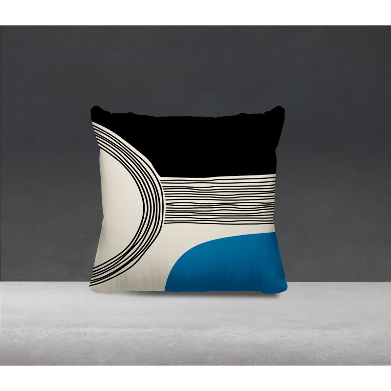 Cassie Outdoor Reversible Throw Pillow, 17"H x 17"W, Turquoise/Cream/Black