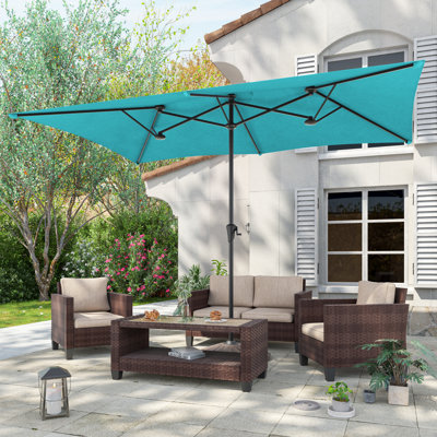 11x7Ft Double-Sided Patio Umbrella, Outdoor Extra Large Umbrella