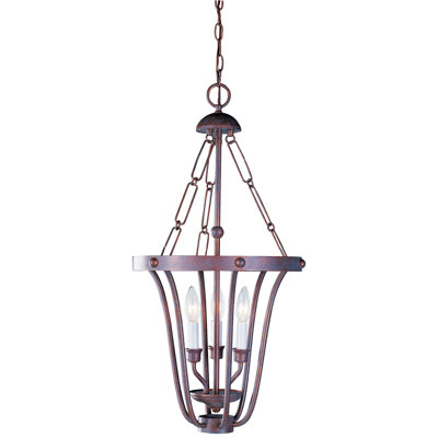 Mini-luminaire suspendu de style lustre en cage 3 lumières avec bougeoir intérieur Minster