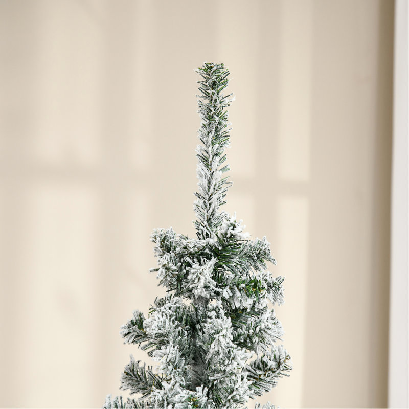 Arbre de Noël artificiel mince enneigé 6 pi avec branches réalistes et 492 pointes