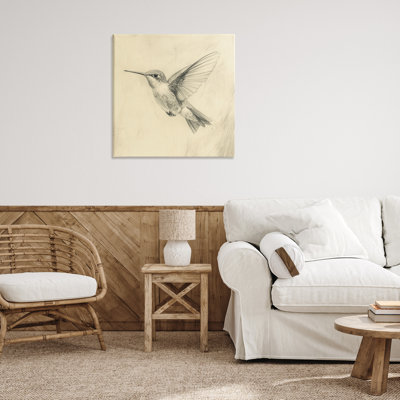 Vintage Hummingbird Sketch Canvas, design by Petal Prints Design