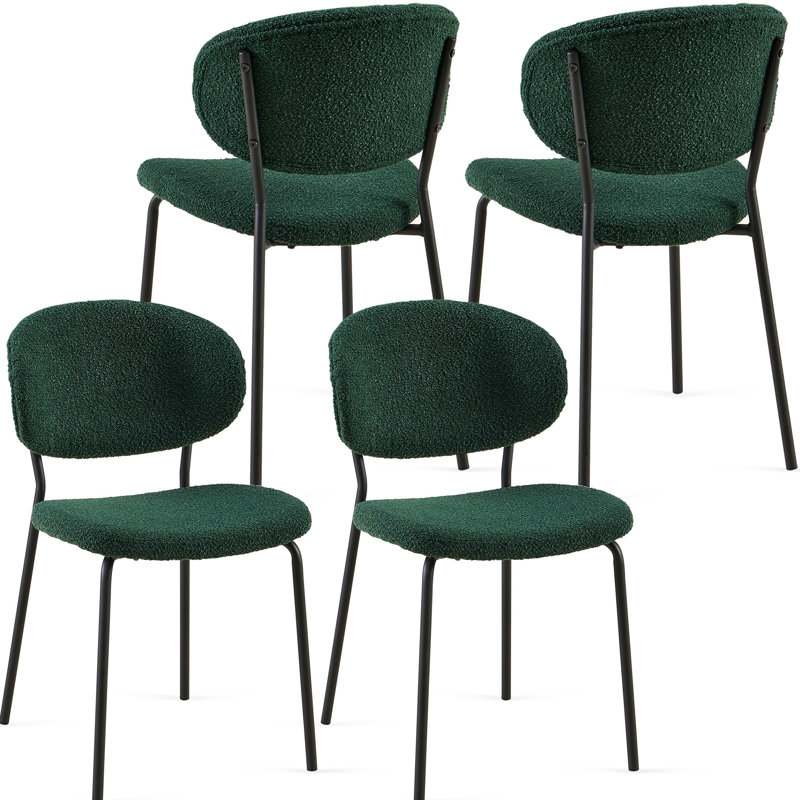 Ensemble de chaises de salle à manger en tissu Boucle, chaises de salle à manger de style moderne Mid-Century, 4, Gris
