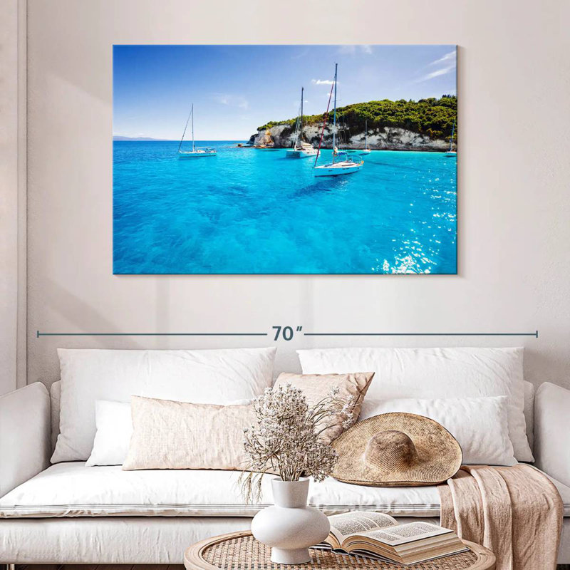 Mehar voiliers à l'île de Paxos, H 32 po x l 48 po