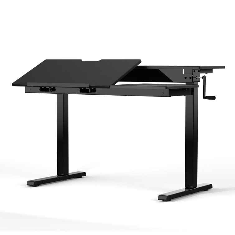 Erminda Height Adjustable Standing Desk with Accessories Inbox Zero Color: Black, Size: 46.4 H x 55'' W x 28'' D