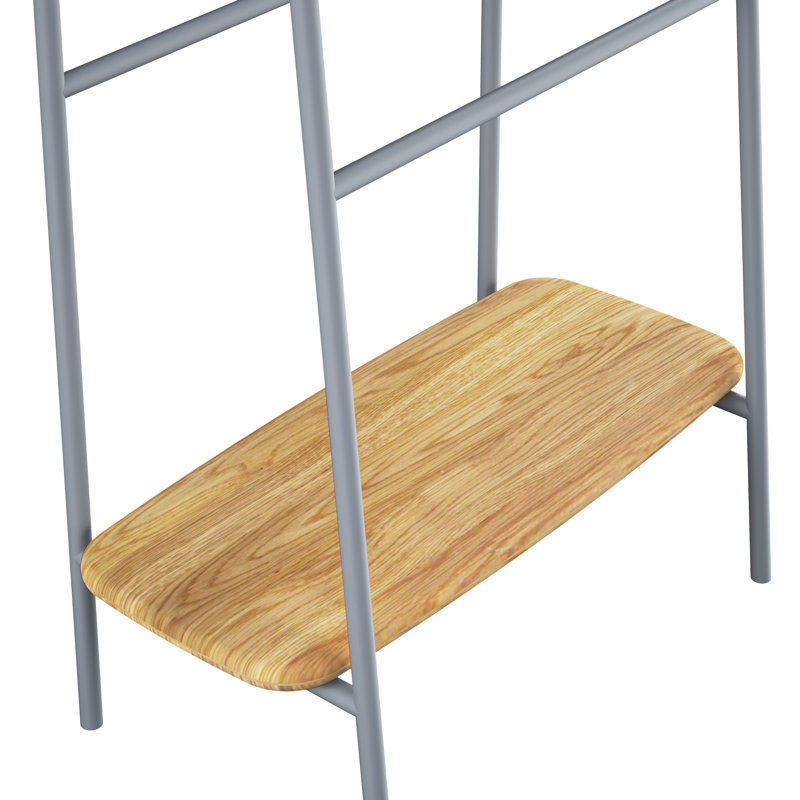 Lonon 3 Freestanding Towel Stand, Natural Oak Wood/Grey
