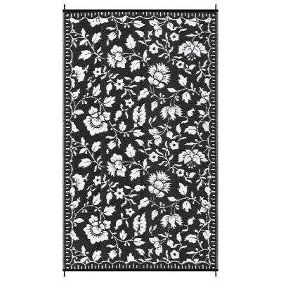 Tapis d'extérieur imperméable et réversible - Tapis de paille en plastique résistant aux rayons UV - Léger et pliable pour le patio, la terrasse, le camping-car, le camping ou la cour - Imprimé floral