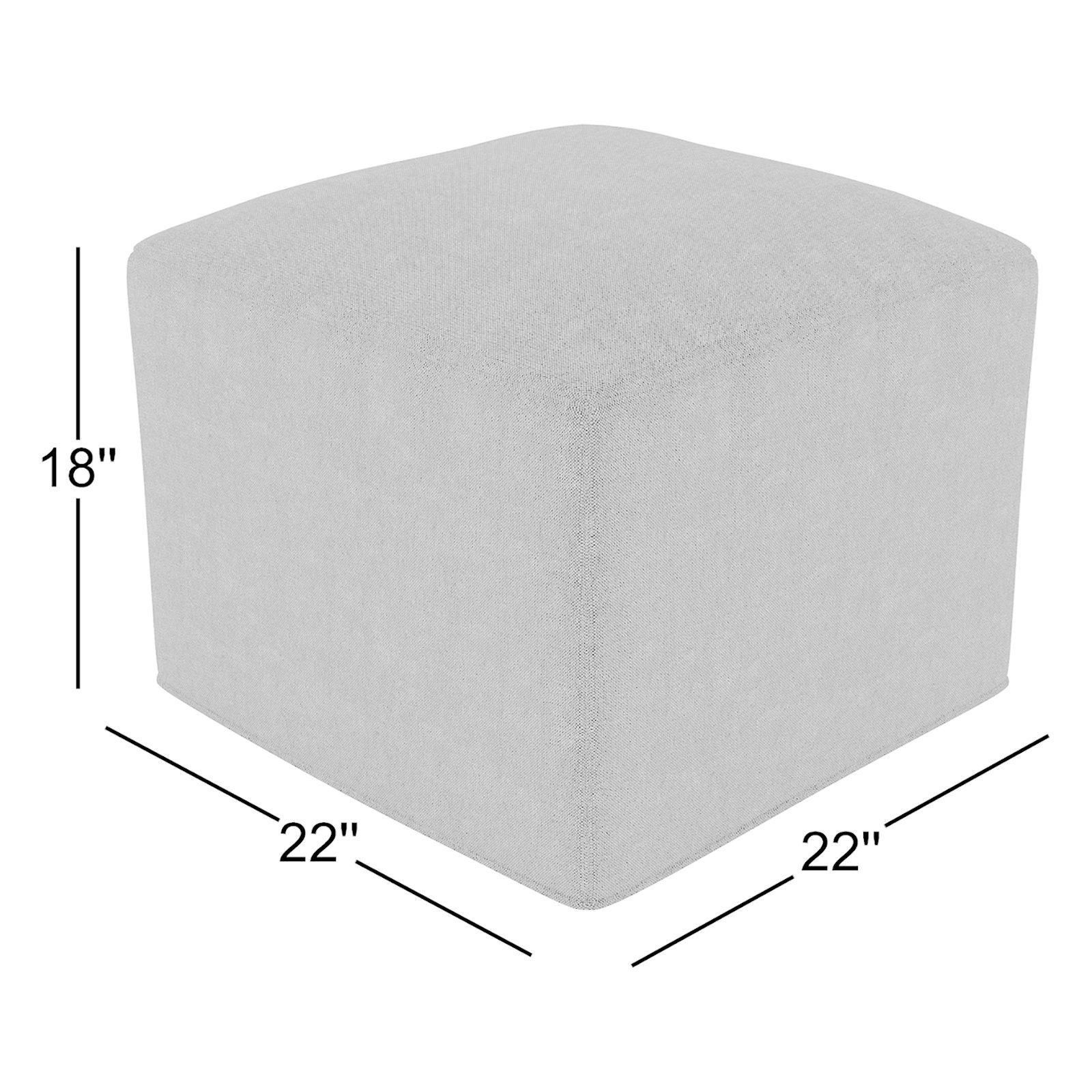 Praia Sunbrella® Upholstered 22" Ottoman, Canvas White Sunbrella® Canvas