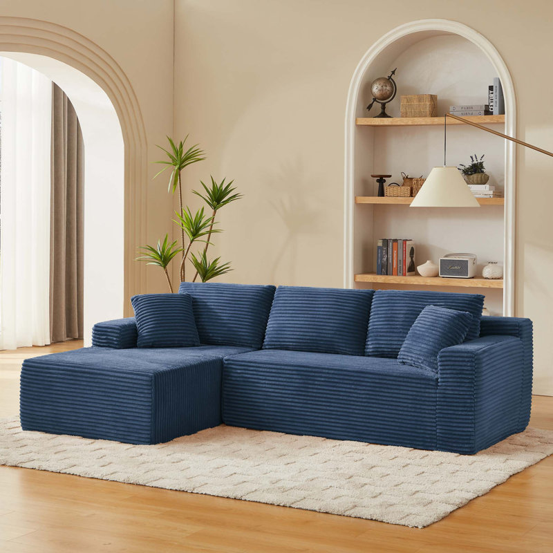 Cloud Sectional Sofa with Deep Seat and No Assembly Required, Blue