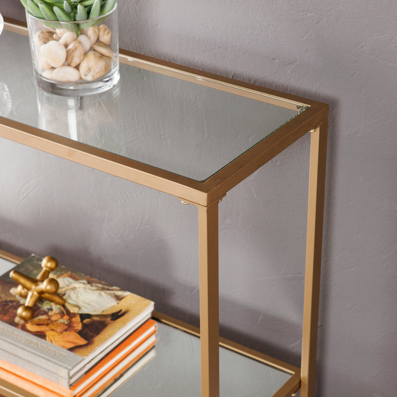 Narrow Console Table, Gold With Mirror, Doré
