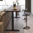 Nut-brown+Black Rectangular Solid Wood+Steel desk-469725186