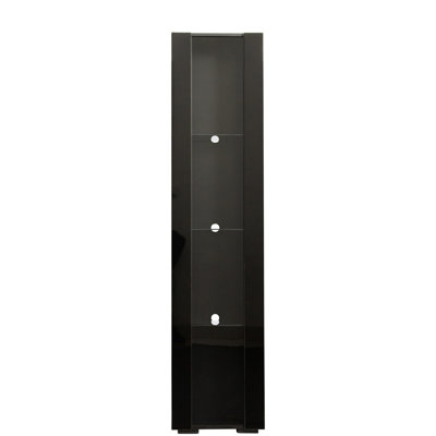 Black Side Cabinet With Vibrant Aluminum Strip Lamp - Large Storage Space Created W40xd29xh170cm 48.18lbs Spacious And Finish