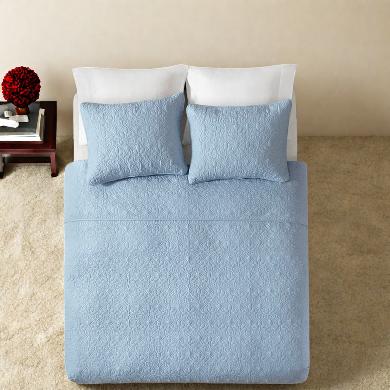 Ensemble de literie réversible confortable en coton, motif bleu, idéal pour la maison