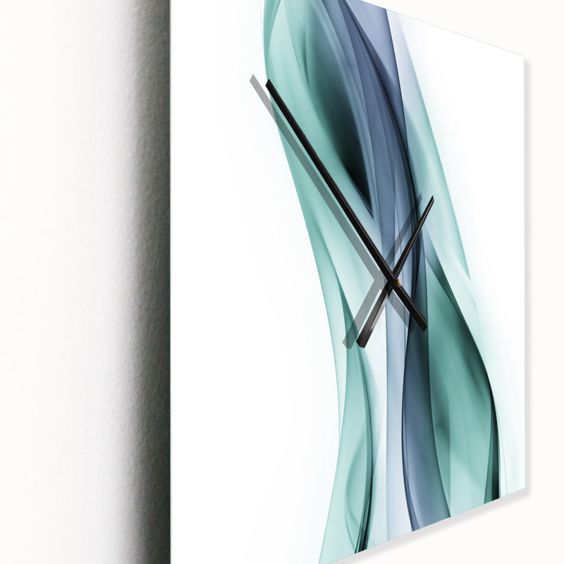 Fractal Lines Gray Blue - Horloge murale moderne, Très grand