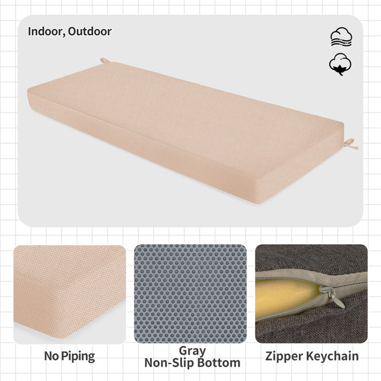 Customizable Bench Cushion For Indoor/Outdoor Furniture/Chair/Window Seat, Premium 75D High-Resilience Foam
