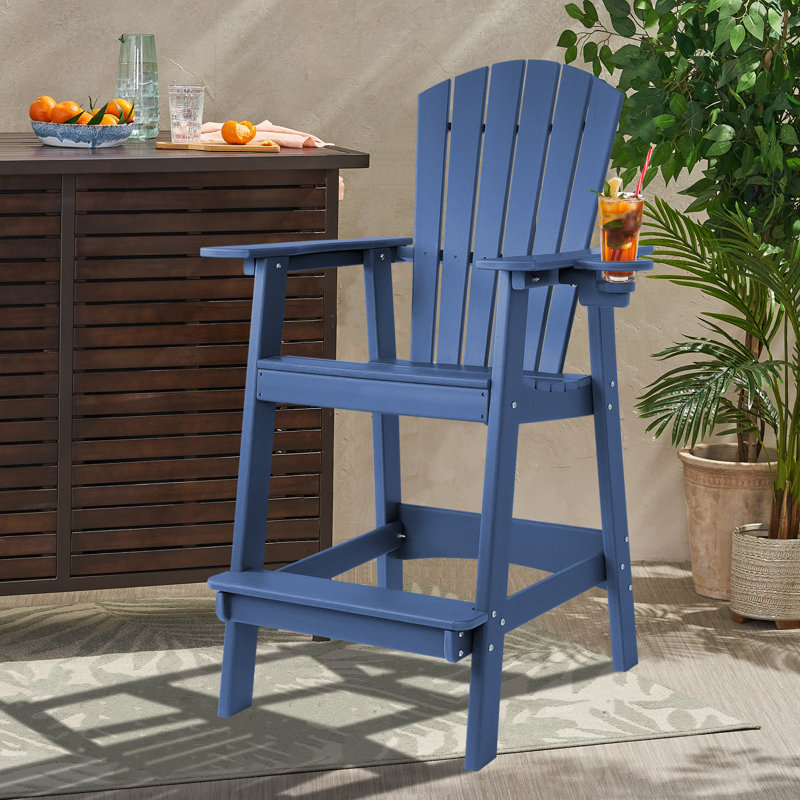 Valjean Outdoor Tall Adirondack Chair, Navy Blue