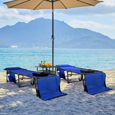 Outdoor Folding Tanning Chair Portable Beach Lounge Chair with Face Hole and Adjustable 5-Position