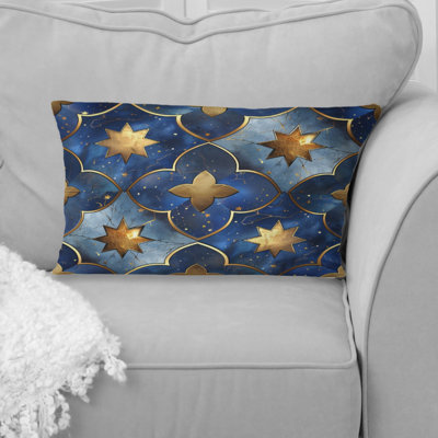 Coussin lombaire moderne bleu et or Modern Star Dreams II