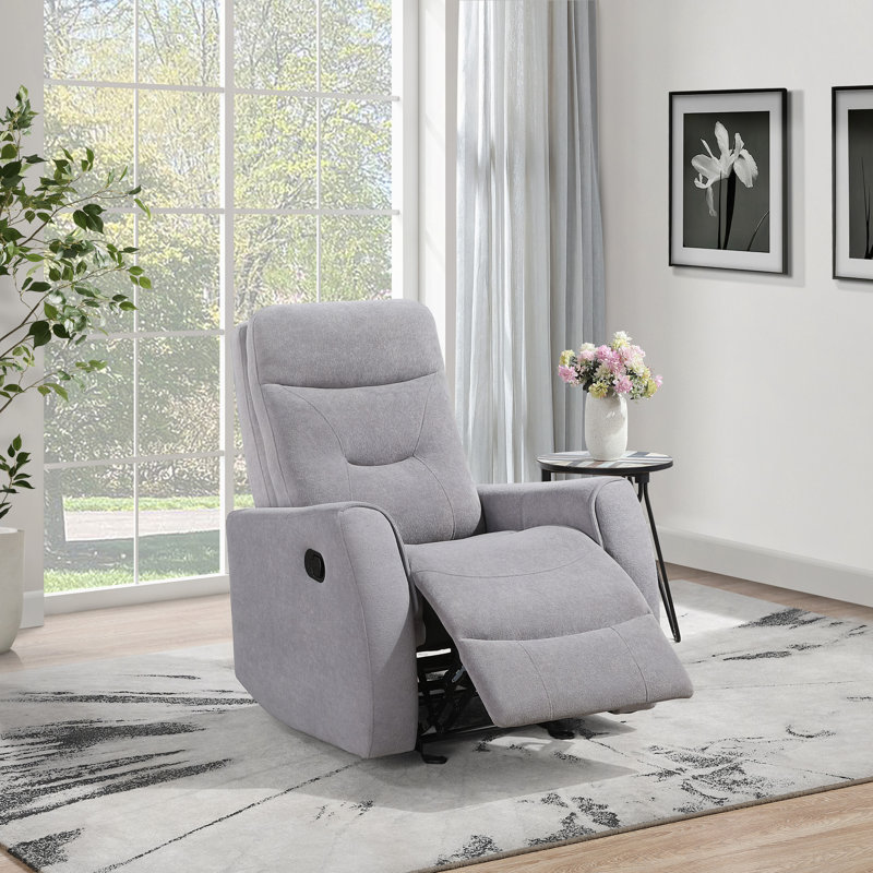 Paterson Swivel Recliner, Gray Fabric