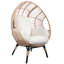 Chaise de patio en osier PE modèle 2 avec coussin en rotin de couleur naturelle et table d'appoint-1189836293