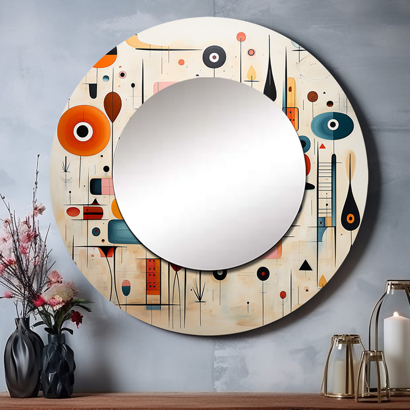 Satasha - Mid-Century Round Mirror Wall Decor, 29" x 29"