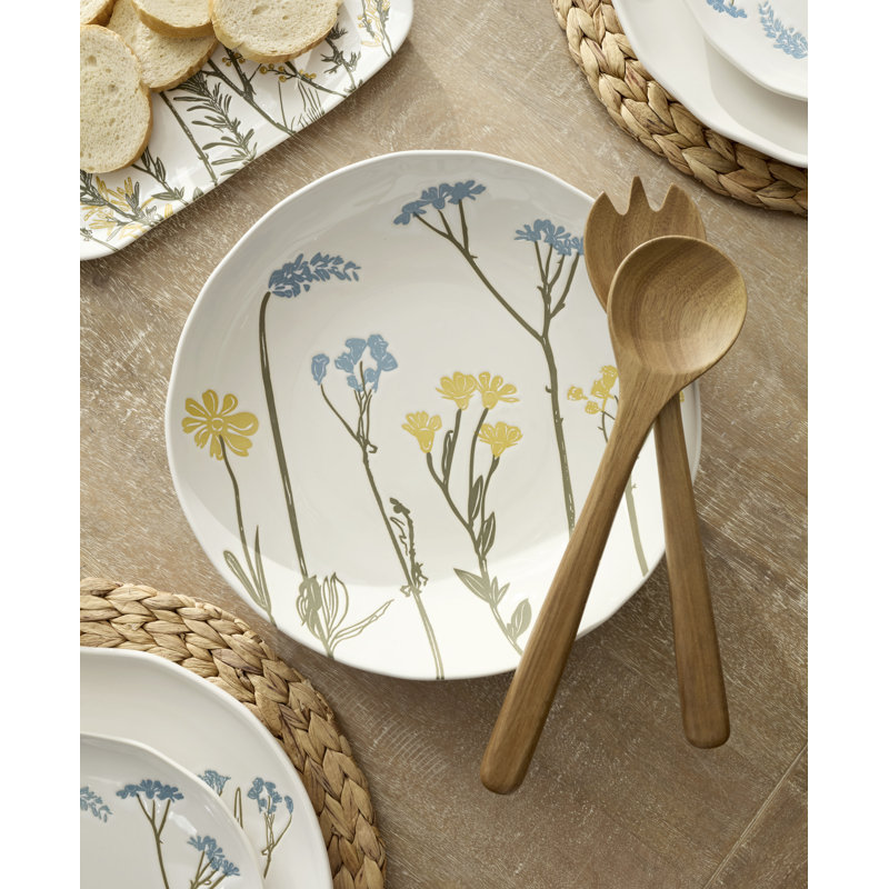 Lenox Wildflowers Salad Bowl with Severs