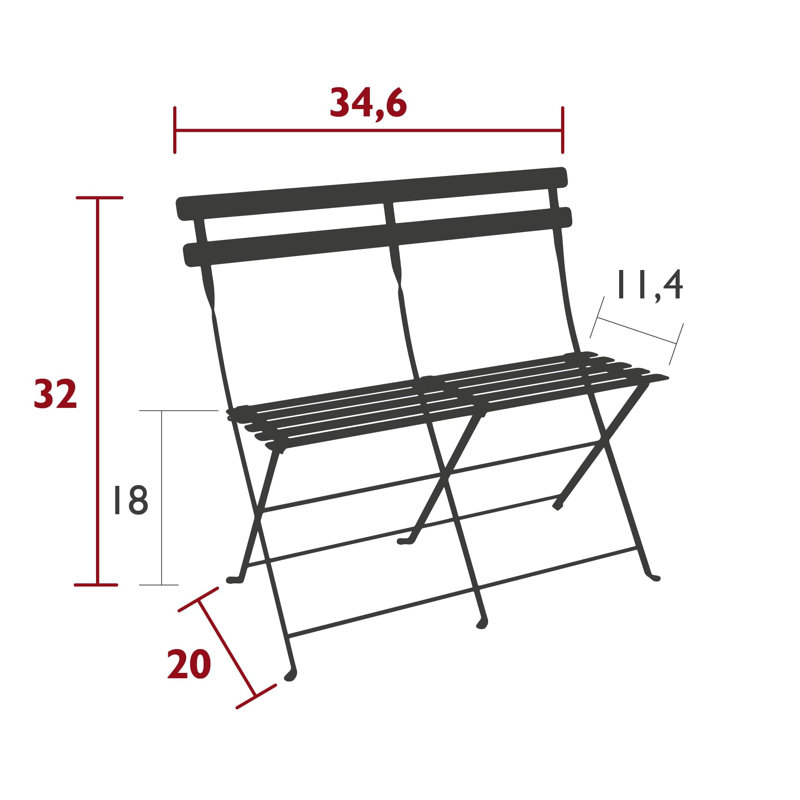 Banc de jardin en acier Bistro, Tonka