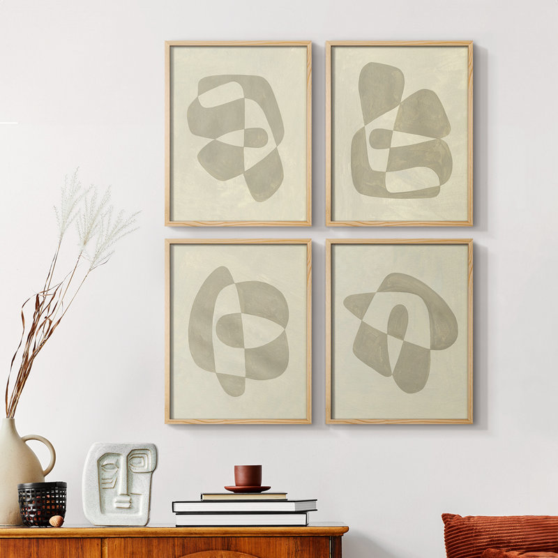«Soft Shape I», ensemble de 4 reproductions encadrées, H 10 po x l 32 po