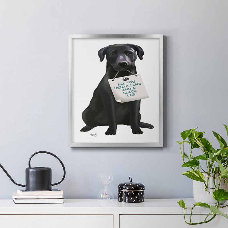 «Love and Labrador», toile encadrée de qualité supérieure - prête à être accrochée, Argent, H 24 po x l 20 po