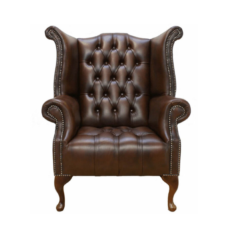 Upholstered Wingback Chair, Antique Brown