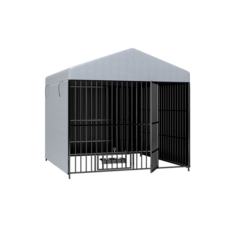 Grand chenil en métal pour chien, enclos extérieur, H 76,44 po x l 78,78 po x P 78,8 po